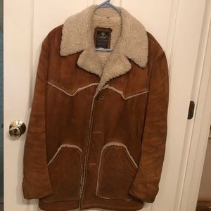 men’s vintage leather sherpa lined coat